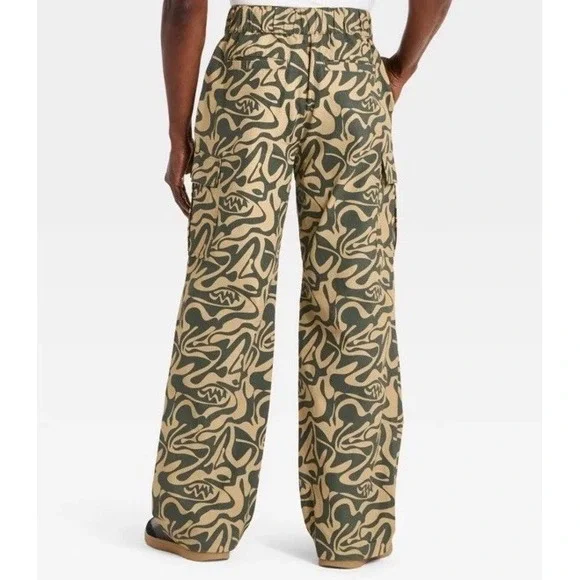 Black History Month Adult Mid-Rise Straight Leg Cargo Pants - Dark Green Size XL - Picture 2 of 6